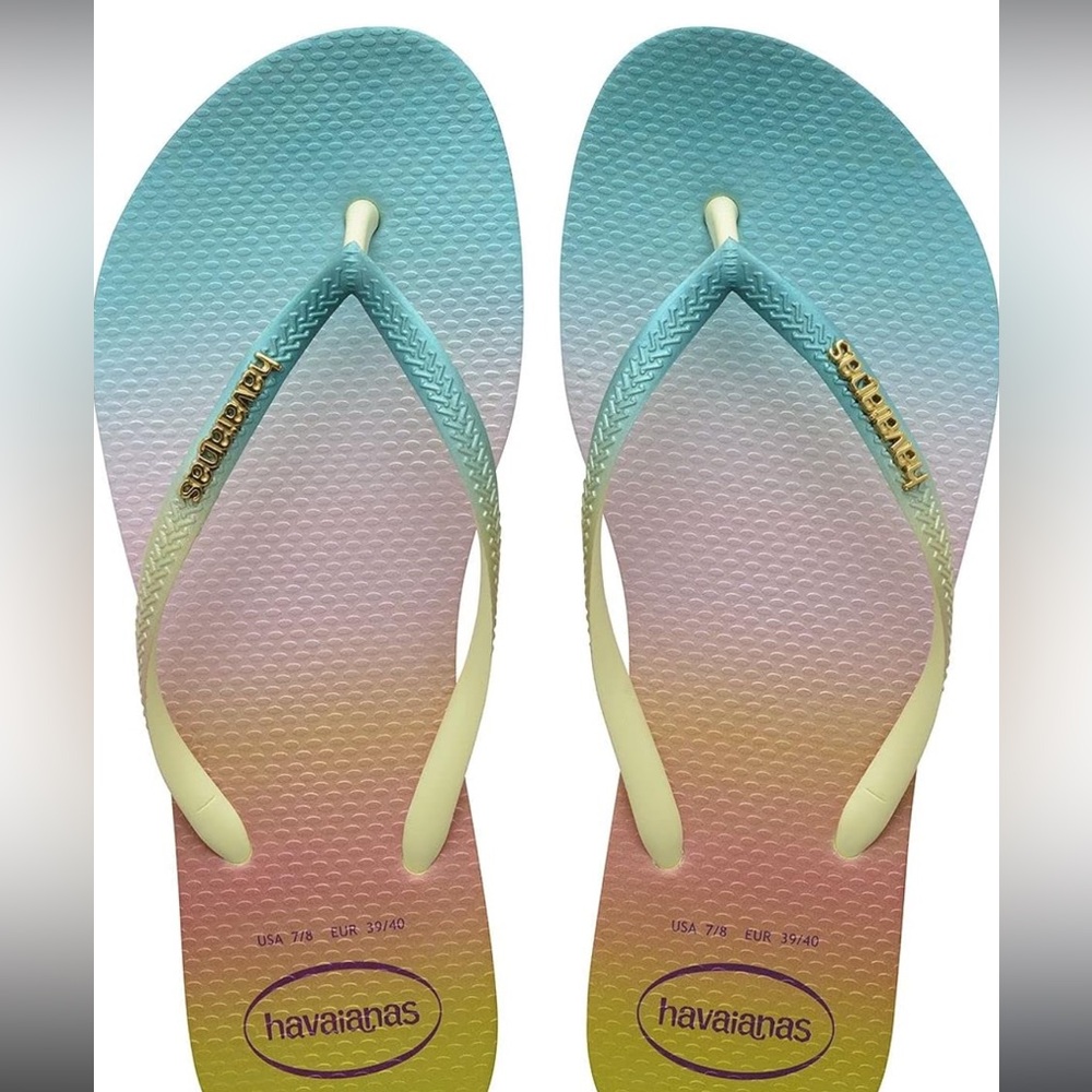 Havaianas Slim Gradient Sunset Flip Flop Sandal Lime Green
